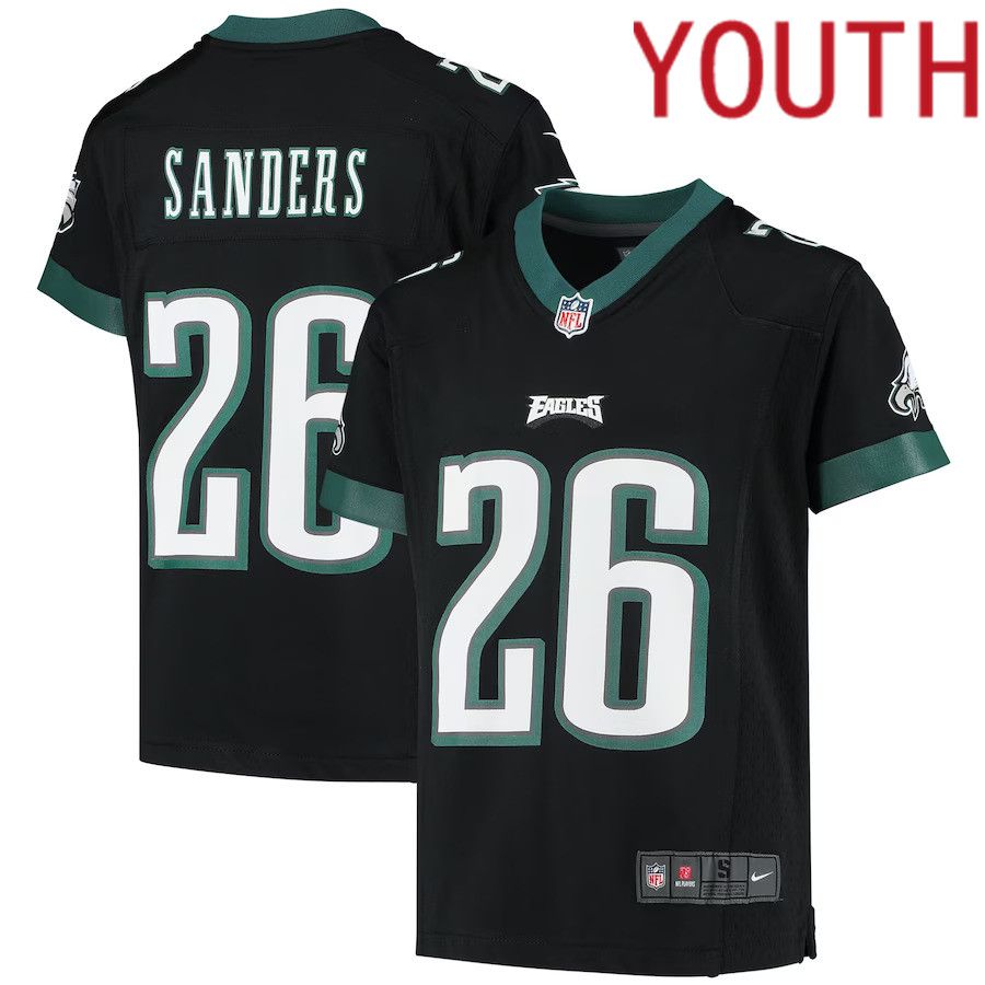 Youth Philadelphia Eagles #26 Miles Sanders Nike Black Game NFL Jersey